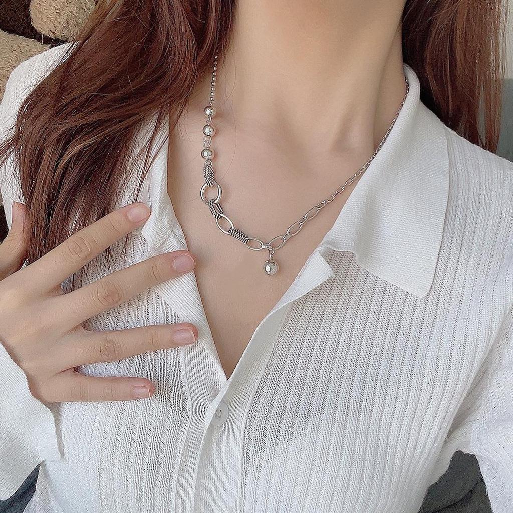 Korean Retro Distressed Round Bead Necklace - Simple Cold Style Jewelry Hot Item