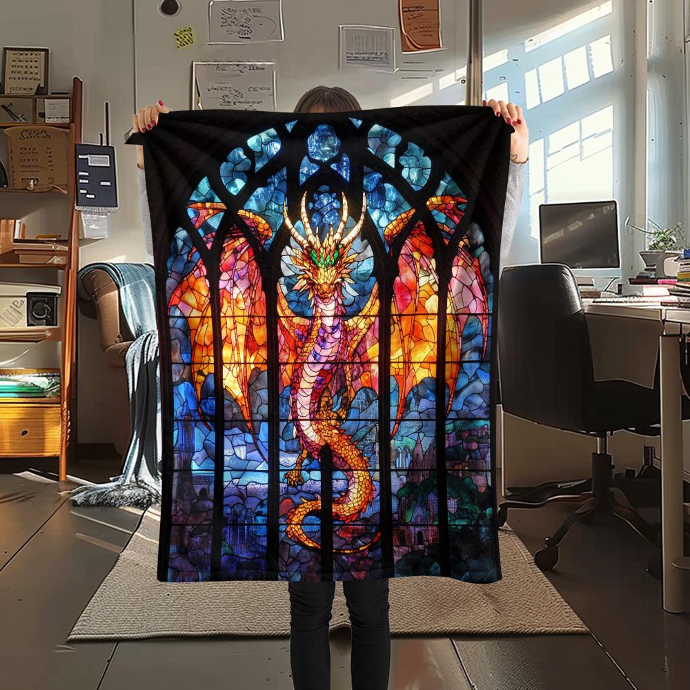 Colorful Dragons  Print Flannel Blanket, High quality Comfortable for All Seasons, Home Decor, Warmth and Comfort