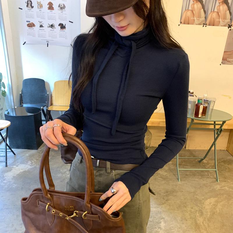 In Stock: Women's High-End Autumn/Winter 2026 Bow Tie Lace Wool Base T-Shirt