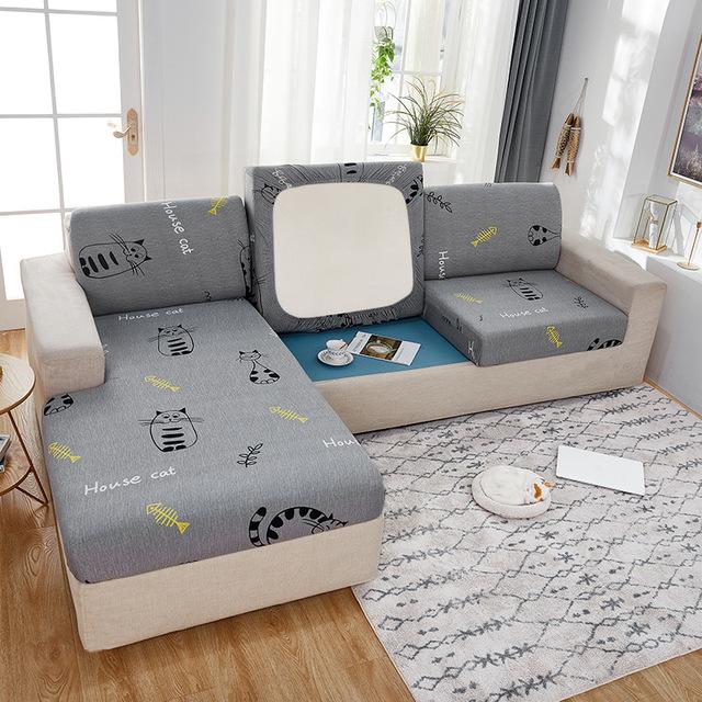 Printed Stretchy Sofa Seat Cushion Cover Soft Breath Fabric Chair Cover Pet Owners Kids Living Room Room Furniture Protector Washable Case