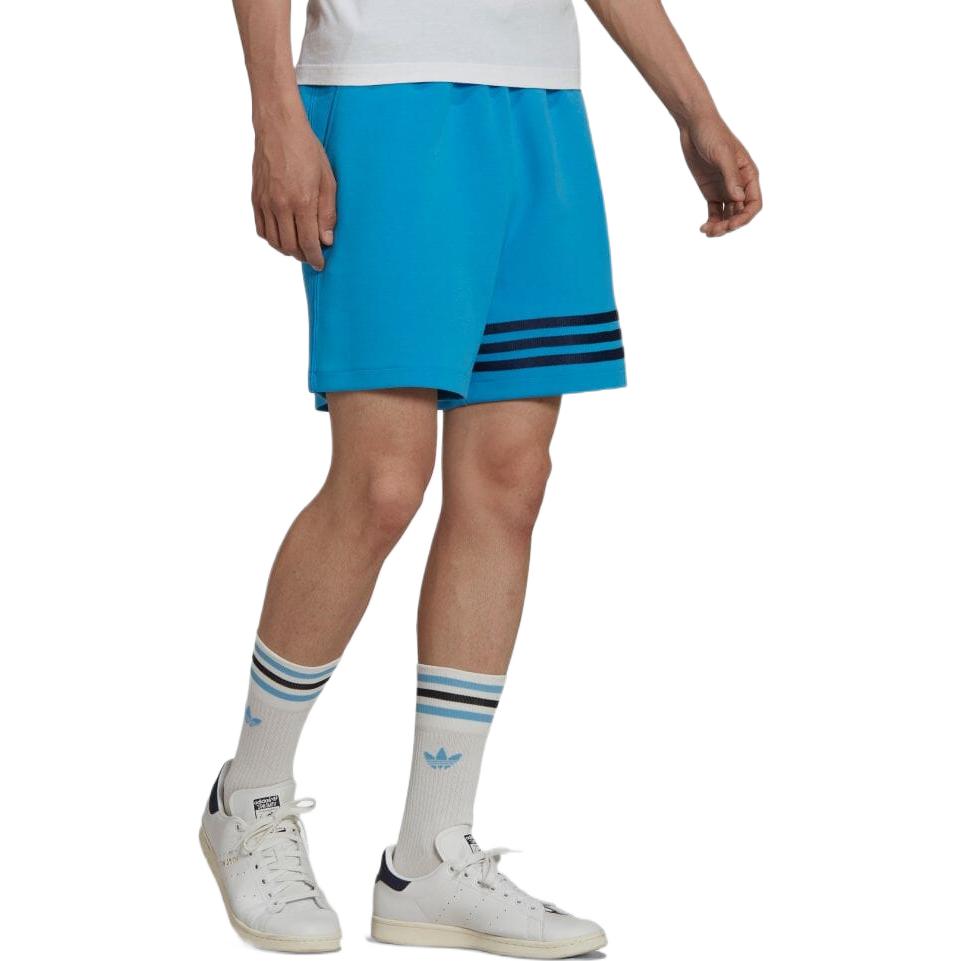 Adidas FW22 Striped Colorblock Casual Straight Shorts Men Bottoms Blue HN6592