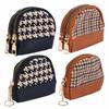 Layers Zipper with Key Chain Mini Houndstooth Wallet Women Coin Purse Card Holders Leather Bag