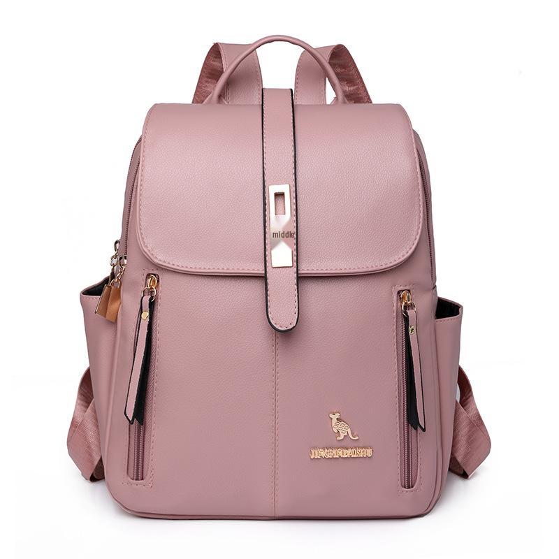 Women's Multifunctional PU Travel Backpack - Large Capacity, Solid Color, Outdoor Storage