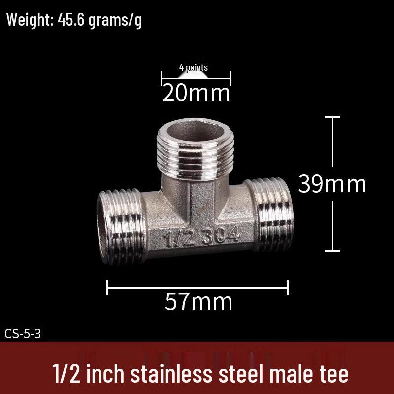 304 Stainless Steel Tee Elbow Water Pipe Fittings with Male/Female Threads