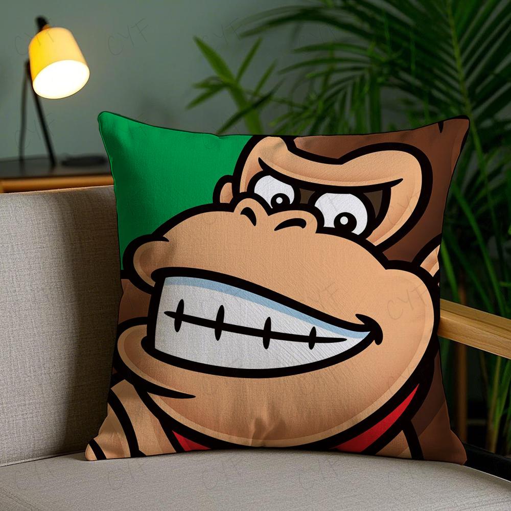 Super Cute Style M-Marios Pillow Case Anti-Dustmite Pillowcase Invisible Zipper Silky Short Plush Sofa Cushion Cover