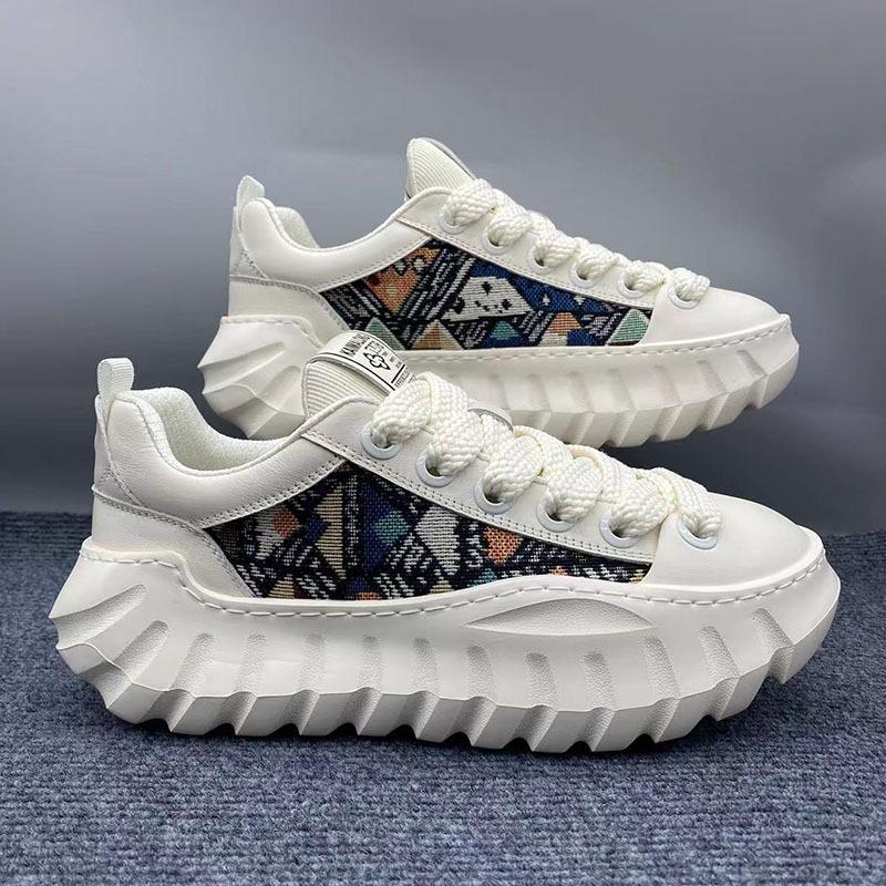

Men s Casual Sneakers 2025 Spring Autumn Thick Bottom Heightening Sports Shoes Outdoor Fashion Comfortable Non Slip Casual Shoes 39 белый