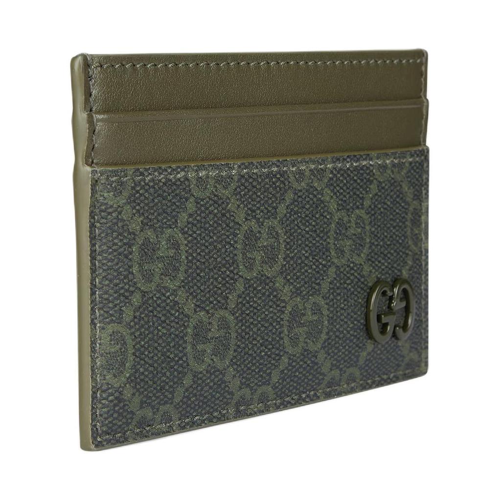 Gucci GG Supreme Card Holder Wallet Olive Green Leather GG Logo Card Case for Men Women Daily Commute 768248-FAFBE-8491