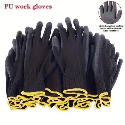 12 Pairs Protective Work Gloves Wear-resistant Non-slip Anti-static Gardening And Woodworking Machinery Safety Work Gloves