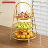 Zhi Shi 3-laags gouden fruit- en snackmand met handvat