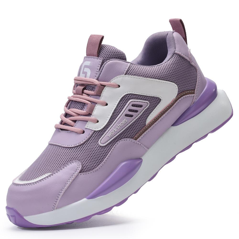 Women Safety Shoes with Breathable Steel Toe Anti Crush Anti Puncture Lightweight Comfortable Safe Summer Work Shoes