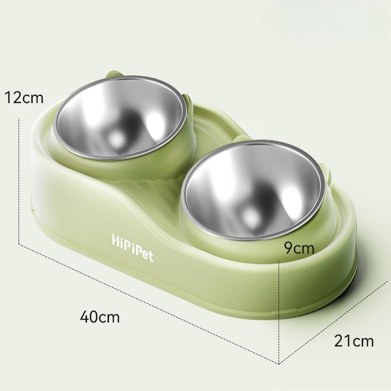 New Cat High-low Partition Cute Cat Ceramic Double Bowl Cat Bowl Drinking Water Feeding Dog Bowl Anti-knock Over Pet Bowl