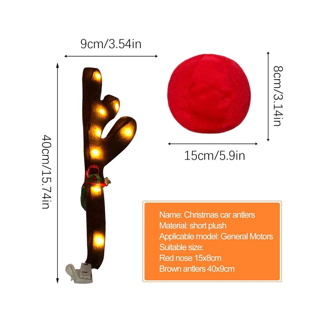 LED Leuchtendes Geweih Autodekoration Weihnachten Rentiergeweih Mit Roter Nase Schwanz Für Automobil SUV Außenfenster Dach
