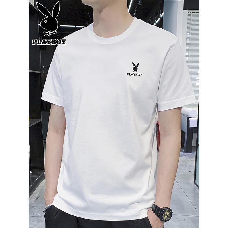 PLAYBOY T-shirt da uomo estiva a maniche corte in cotone