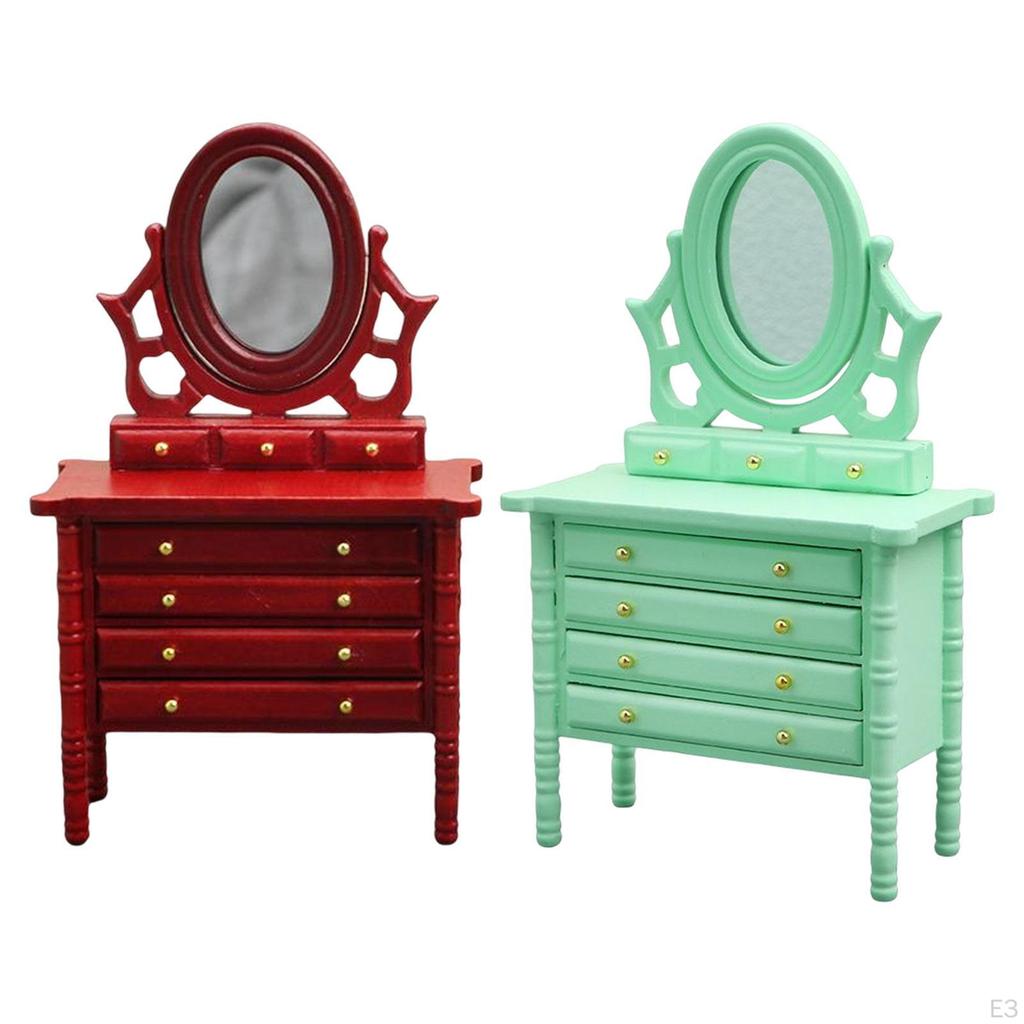 1/12 Dollhouse Miniature Dresser Decoration Accessories Mirror Table