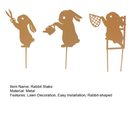 Yousheng Easter Bunny Garden Stakes Metal Rabbit Yard Signs with Stakes Bunny Silhouette Signs for Outdoor Patio Walkway Lawn Decoration