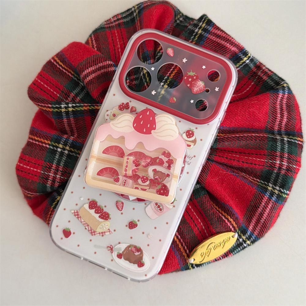 Cute Polka Dot Strawberry Magnetic Phone case for iPhone 17 Pro 13 14 15 16 Pro Max Fundas Cake Shake With Magsafe Cases For 17