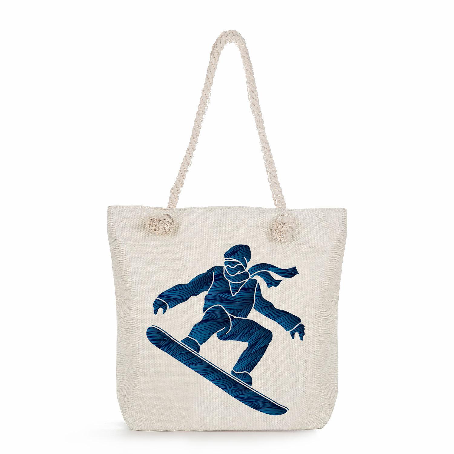 

Athletic characters print thick rope single-shoulder beach bag 7314 CLE