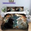 Leaf Cat Pattern Bedding Quilt Set  Home Decoration  Gift (1 * duvet cover + 2 * pillowcase  without core)