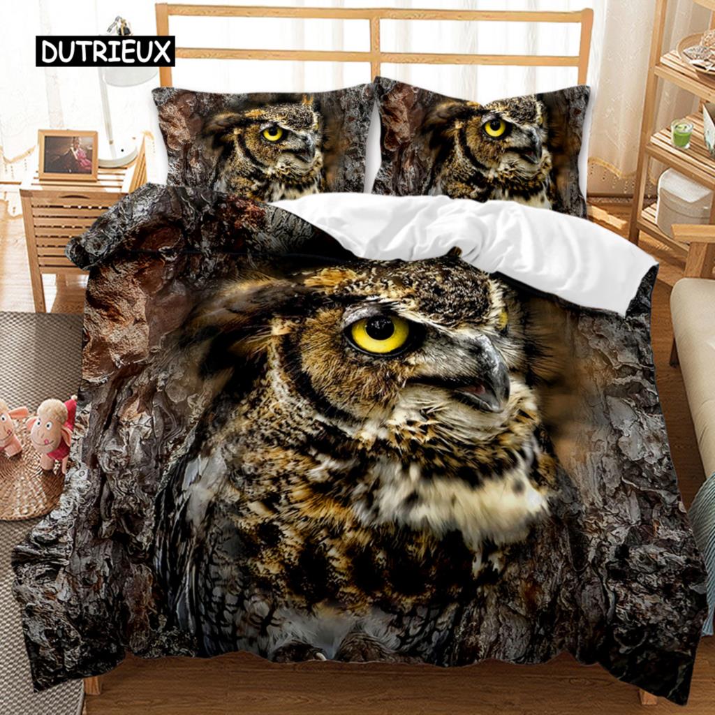 

Комплект постельного белья с изображением совы, милый комплект постельного белья с изображением совы для детей, мальчиков и девочек, милый комплект постельного белья с изображением животных, двуспальный, размера «king-size», полиэстеровый чехол для одеяла
