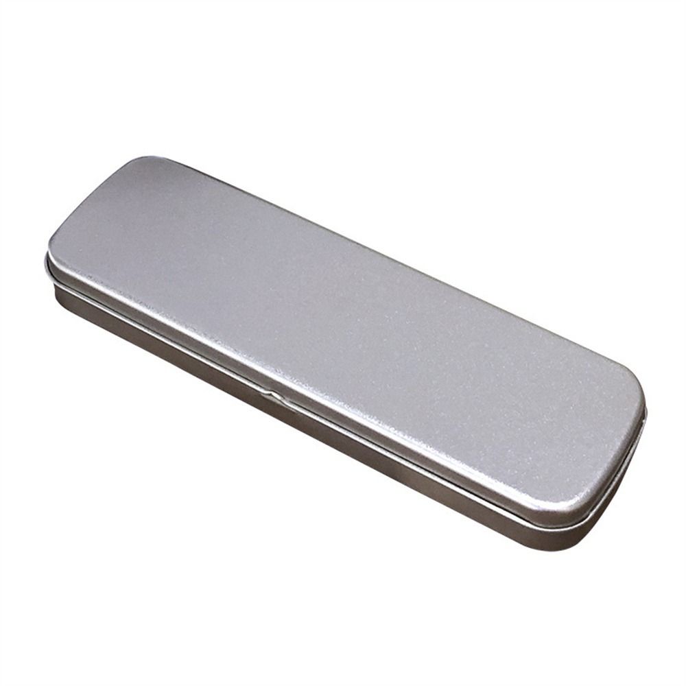 For Kids Metal Single Layer Student Silver Stationery Box Pencil Box Pencil Storage Box Pencil Case
