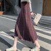 Retro Women's Autumn Winter Knitted Midi Skirt Black Wool A-Line Flared Skirt