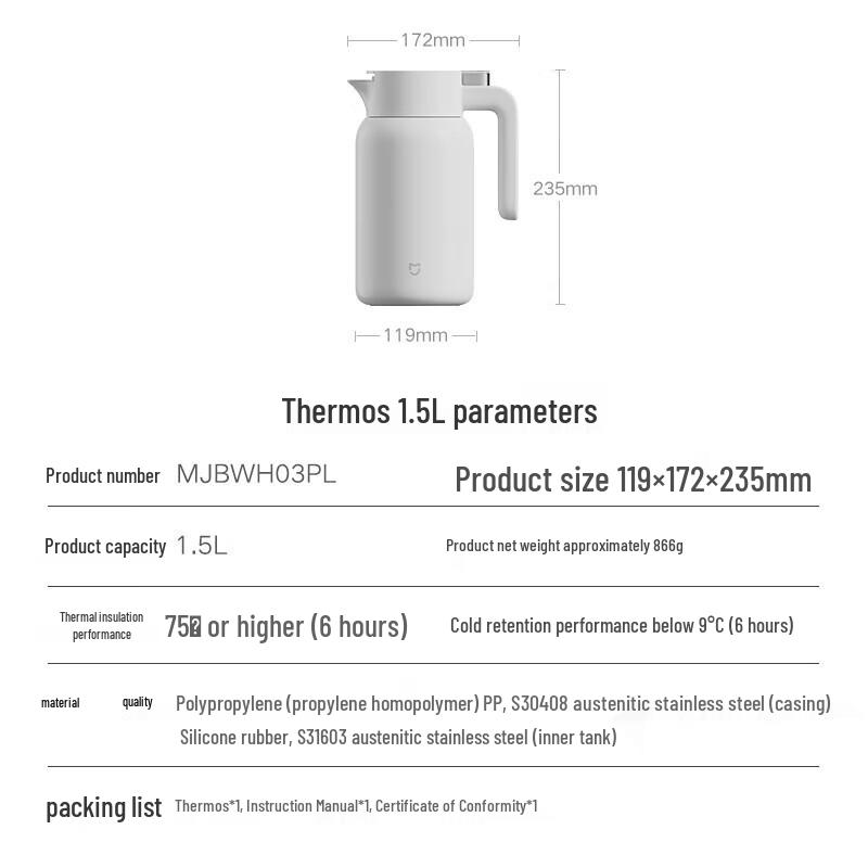 Xiaomi 316L Stainless Steel Vacuum Thermos Flask