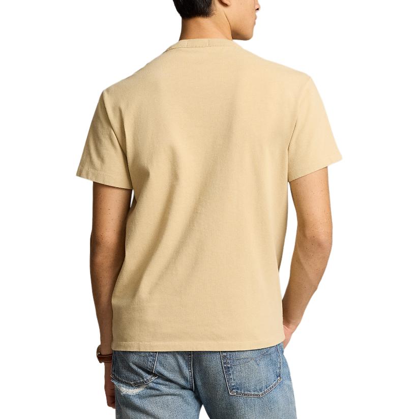 T-shirt Casual Girocollo Manica Corta Uomo Polo Ralph Lauren Colore Unico Ricamo Big Pony Beige Spiaggia MNPOTSH1N822176-250