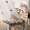 Osterhase Frühling Wildblumen Tüllgardinen für Wohnzimmer Schlafzimmer Voile Transparente Gardine Fenster Heimdeko Vorhänge