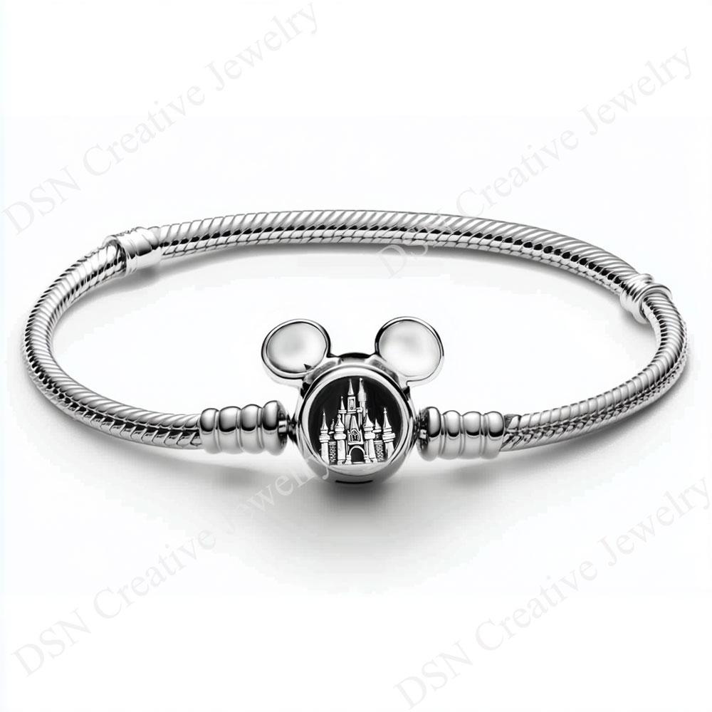 

DSN jewelry castle clasp Bracelet 925 Silver cartoon Snake Chain Bracelet Women luxury Jewelry Gift 16cm белый