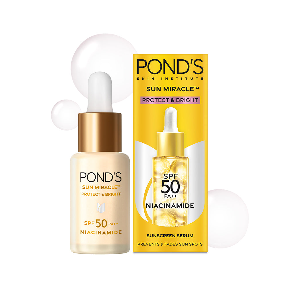 

Солнцезащитный крем-сыворотка Pond s SPF 50 с ниацинамидом C, предотвращает появление темных пятен, осветляет кожу, легкий, не оставляет белых следов, 14 мл