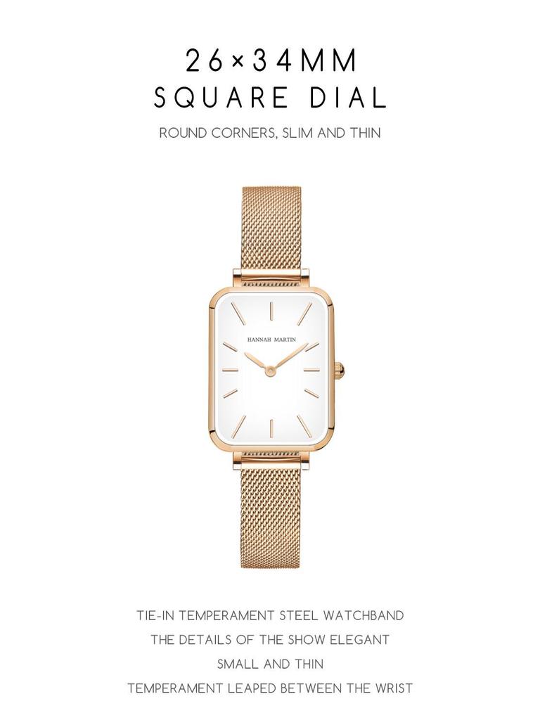 Japanese Movement Retro Square Dial Waterproof Women's Watch - Light Luxury, Fashionable, Casual Design