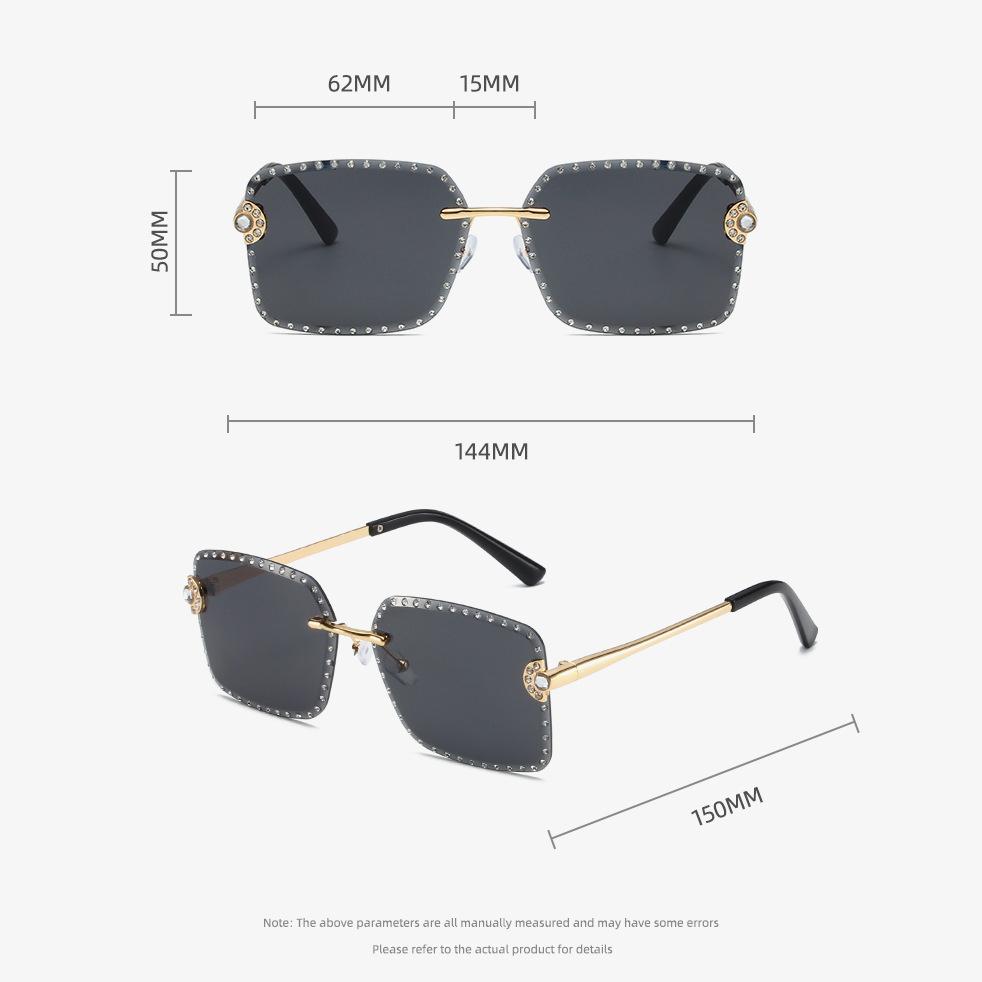 Vintage Fashion Rimless Square Diamond Sunglasses Women For Men Luxury Brand Designer Sun Glasses Metal Punk Popular Shades