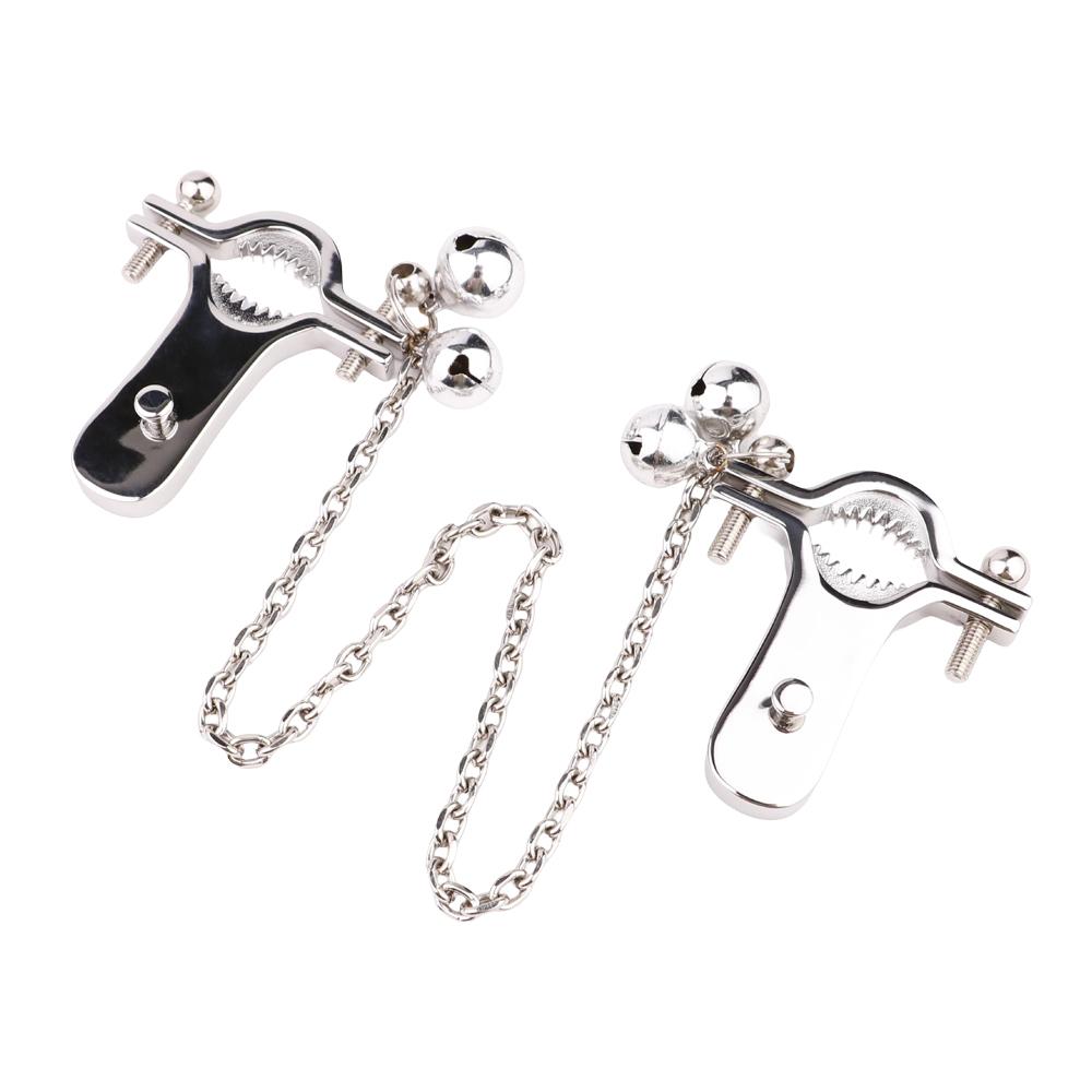 QKKQ Stainless Steel Animal Teeth Nipple Clamps With Adjustable Chain Breast Restraints Female Masturbation Sex Toys BDSM Slave