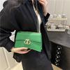 Premium solid color simple retro chain lock women's bag summer new small square bag texture shoulder messenger bag