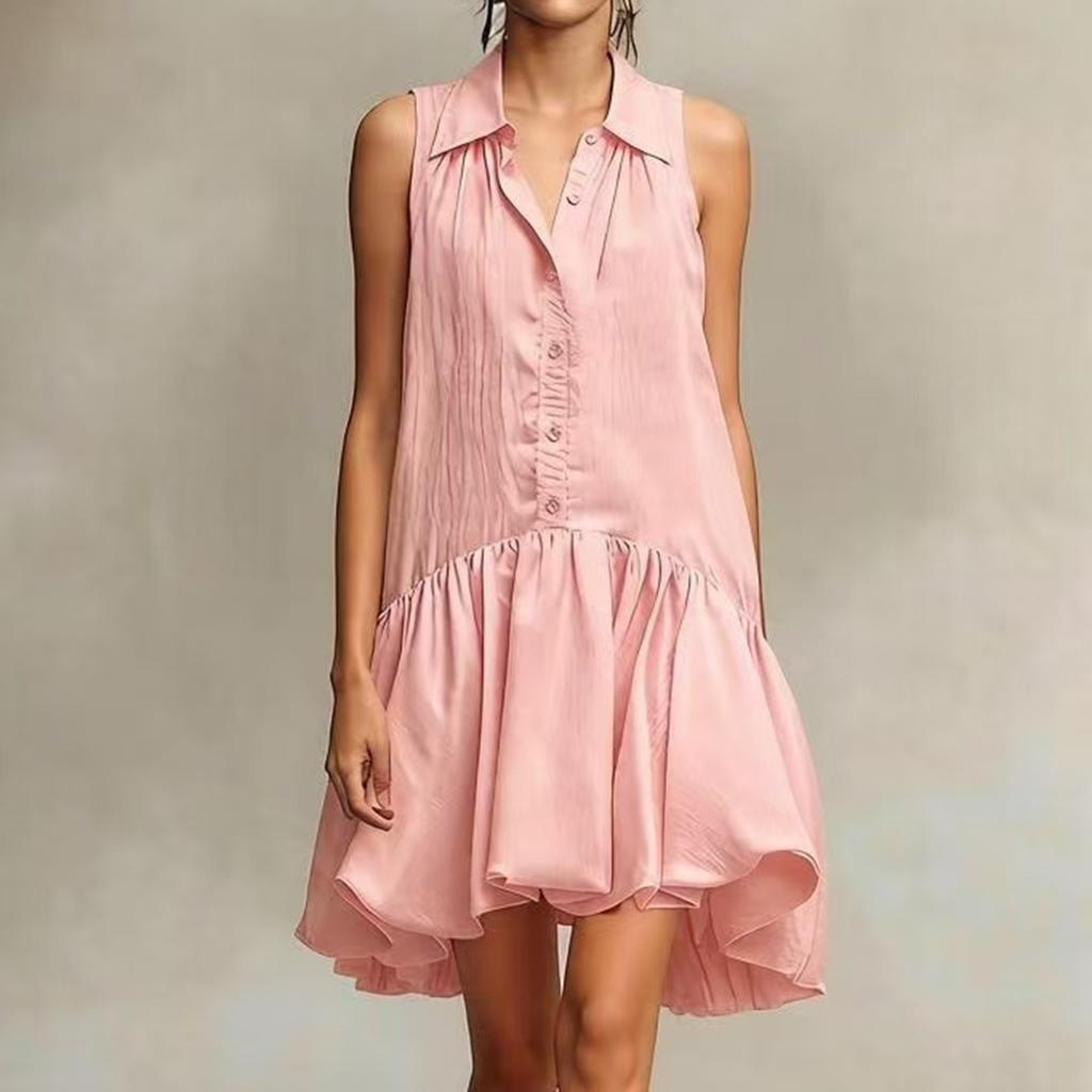 Women's Ruffled Sleeveless Dress With Frills