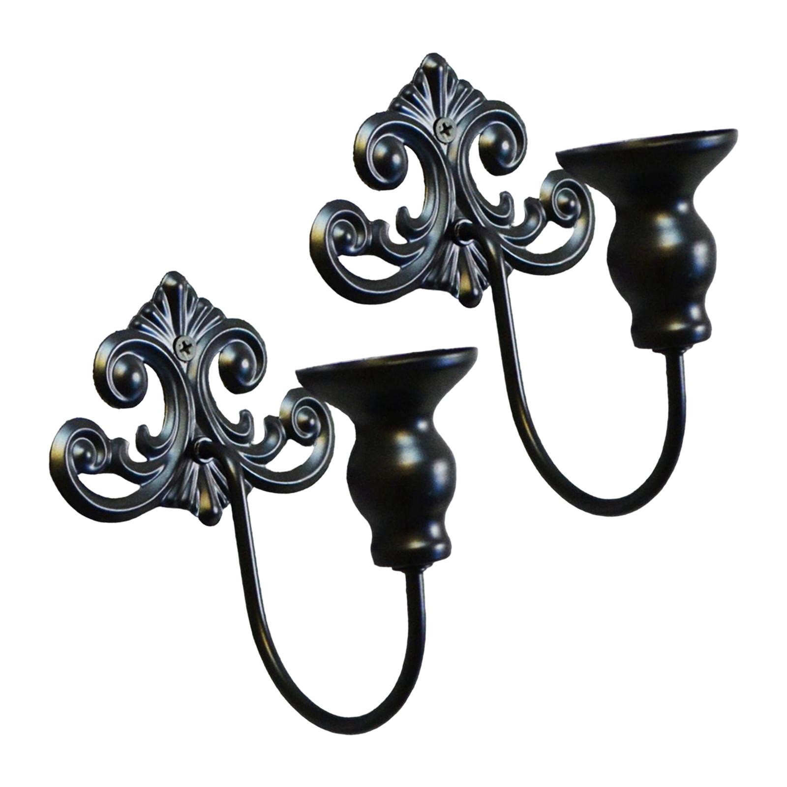 

2x Candle Sconces Wall Sconce Candle Holder Art Wall Mounted French Vintage Decorative Iron Candles Cup for Anniversary Party чорний