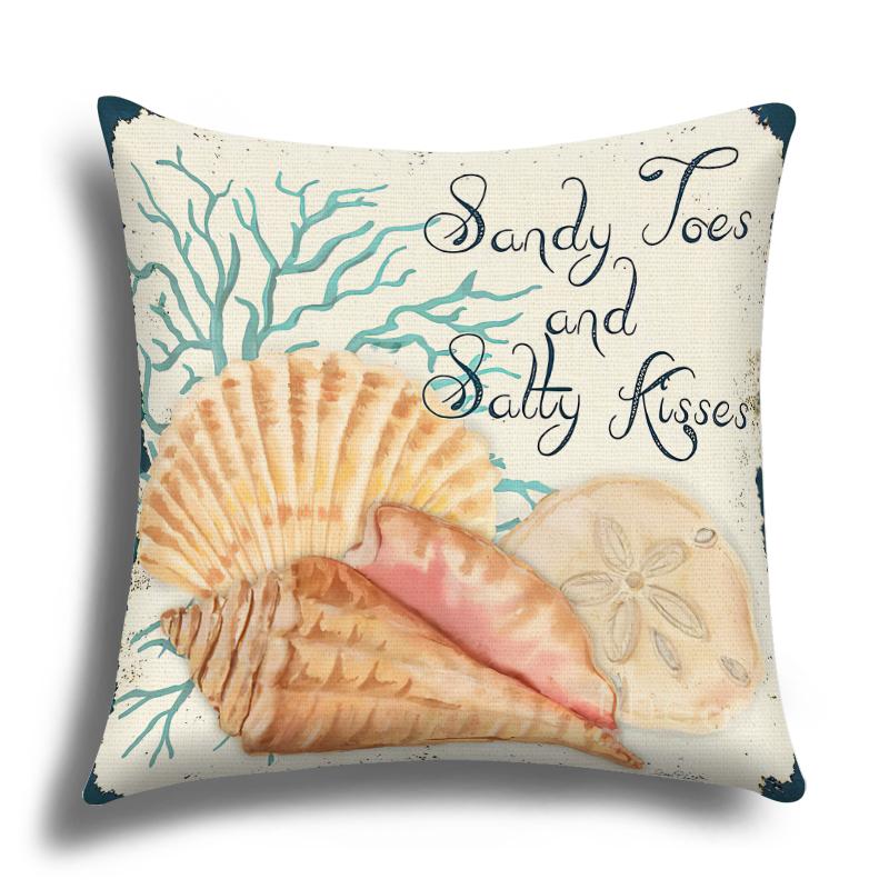 Linen Pillowcase, Marine Life Printing Cushion Cover 40x40 50x50 60x60, Suitable for Bed Car Sofa, Pattern Can Be Customized