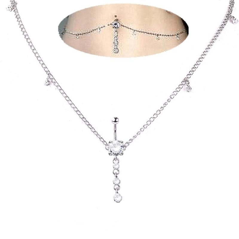 Non Piercing Silver Flower Dangle Bra Nipple Body Chain For Women Three