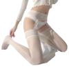 Amorous Lace One-Piece Garter Stockings with Open Crotch - Sheer Over-the-Knee Design
