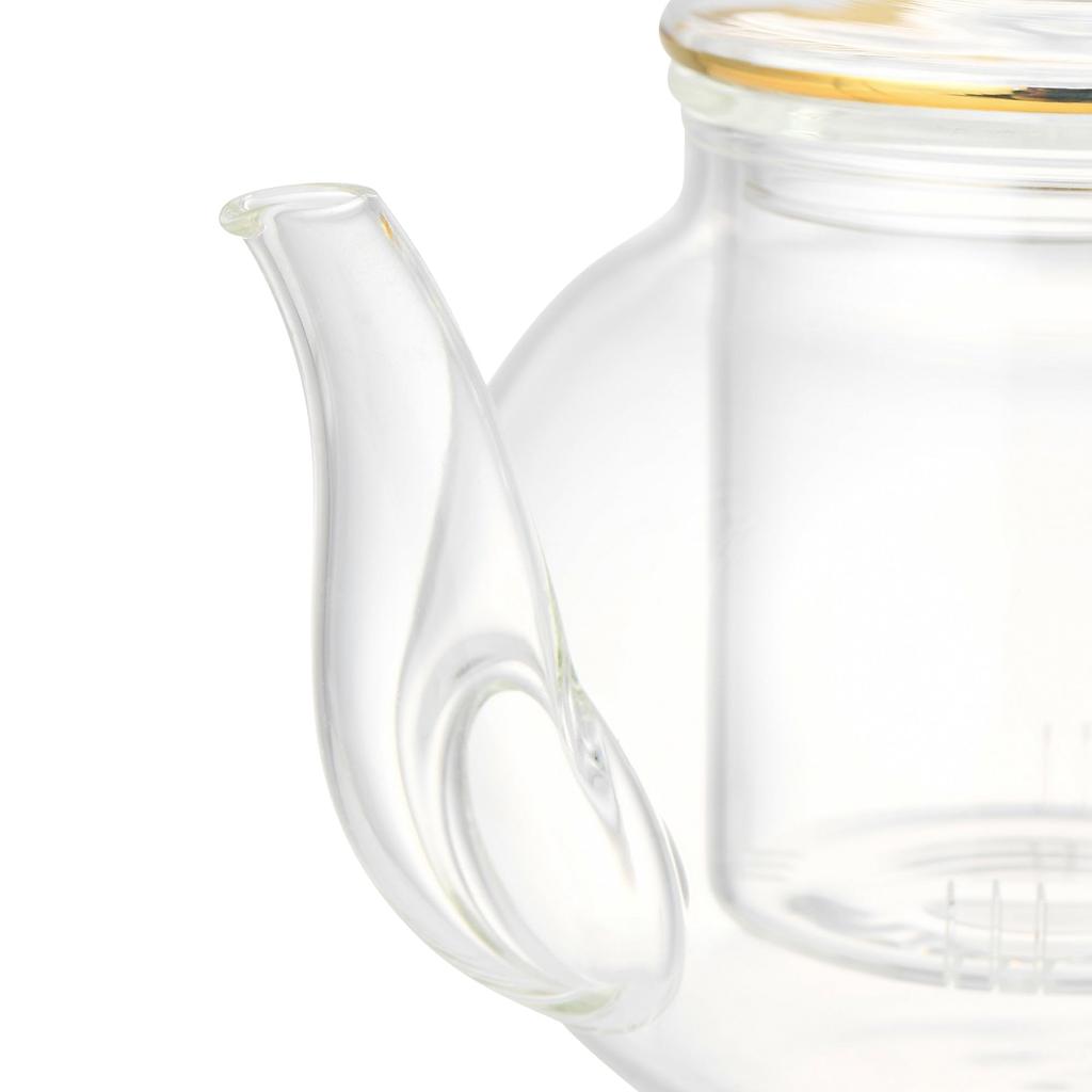 Francfranc Clear Glass Teapot, Gold