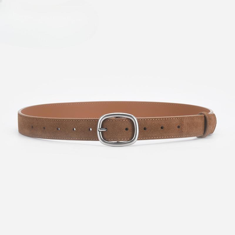Retro Belt Women's Dress Pants Decoration Fashionable Simple High-end Reverse Velvet Leather Pin Buckle Belt for Women