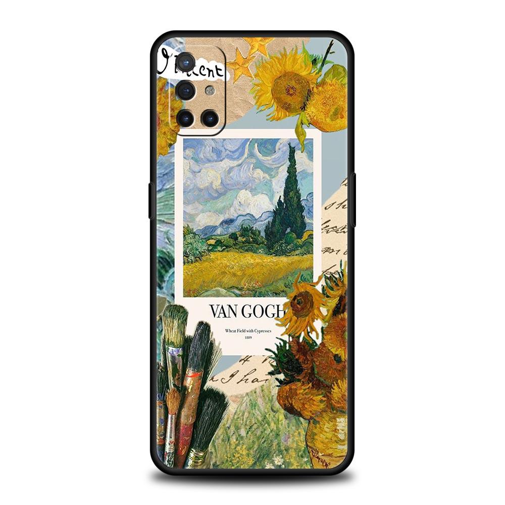 Funda de teléfono con cielo estrellado estilo Van Gogh para OnePlus 12 11 10 9 8 7 7T Pro 12R 10R 9RT 9R 8T Nord N100 N200 N10 2T CE 2 5G Cubierta Negra