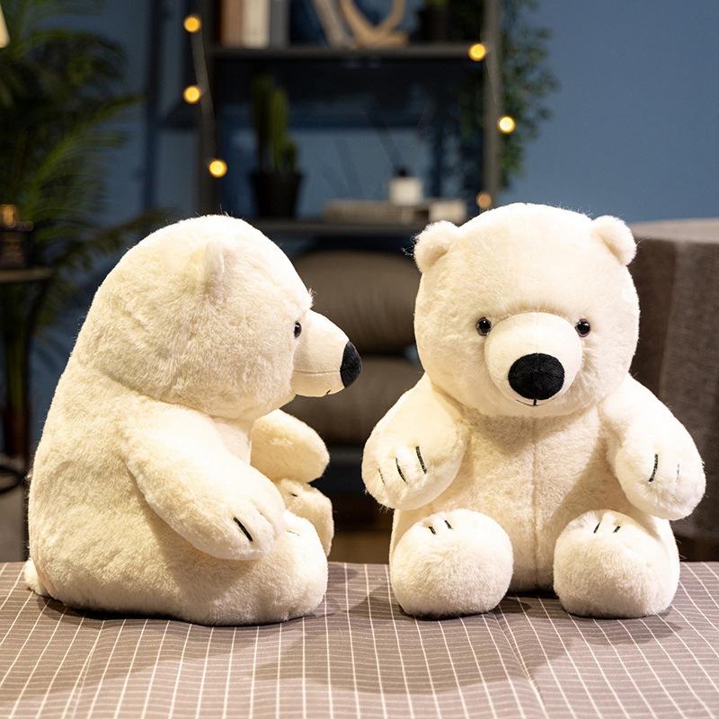 Hug Bear Simulation Sitting Polar Bear Doll Zoo Souvenir Polar Bear Doll Birthday Gift Toy