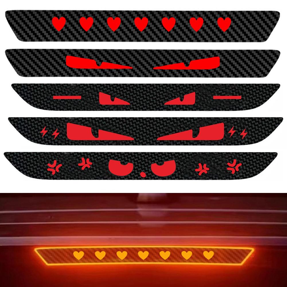 Monster Eyes Car Rear Light Sticker Cartoon Devil Eyes Tail Light Decal Carbon Fiber Pattern Transparent Night Projection