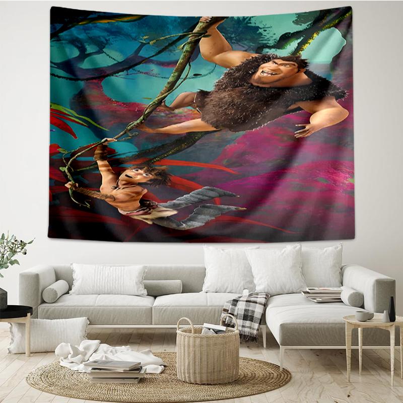 The-Croods Print Tapestry, Backdrop, Easy Setup, Ideal for Bedroom, Office & Living Room, with Aesthetic Wall Hanging Decor.