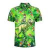 Funny Cat Dinosaur Pattern Men's Casual Short Sleeve Tropical Holiday Lapel Shirt