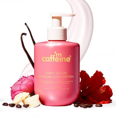 mCaffeine Sweet Escape Perfume Winter Body Lotion, Niacinamide, Cocoa & Shea Butter, Deep Moisturization for Dry Skin, Lightweight, Non-Sticky & Daily