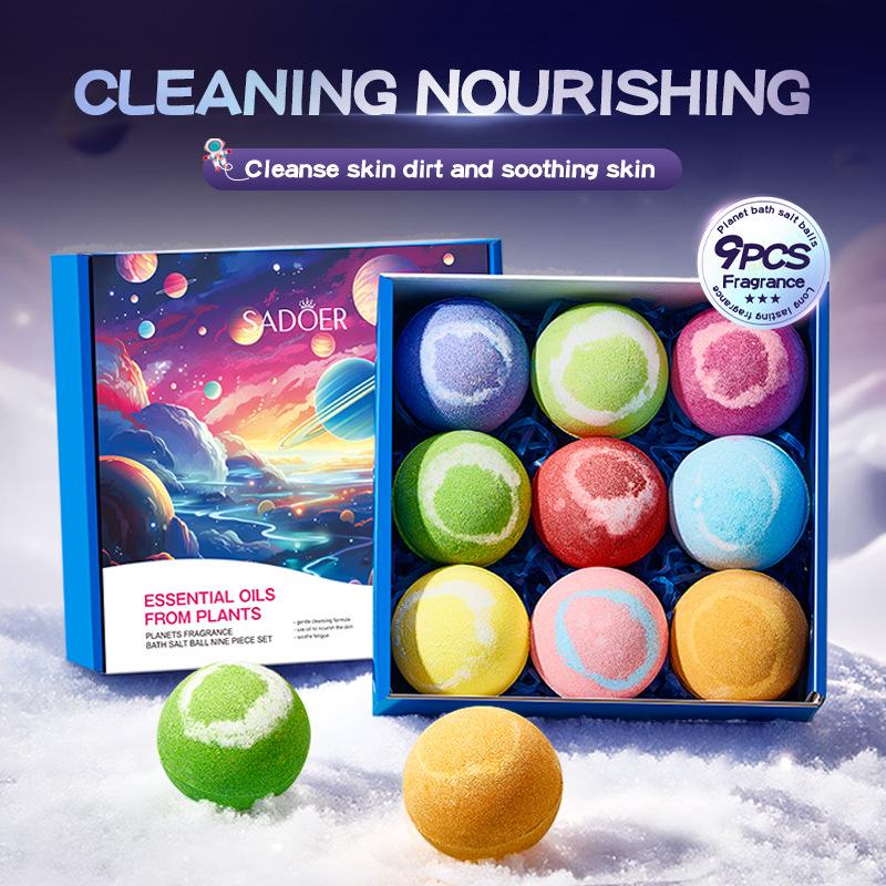 Planet Fragrance Bath Salt Ball 9-piece Set, Deep Cleansing Body Bath Salt Ball Skin Care Products