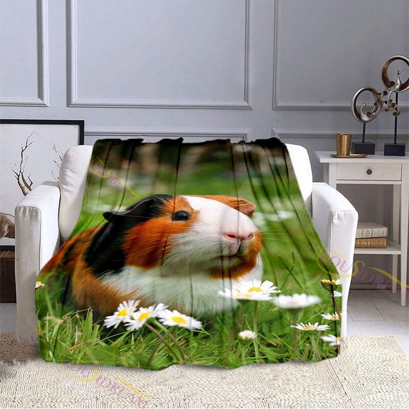Guinea Pig Cute Animal Print Blanket Flannel Blankets Cartoon Print Sheet Sofa Throw Bedspread Kids Siesta Leisure Coverings