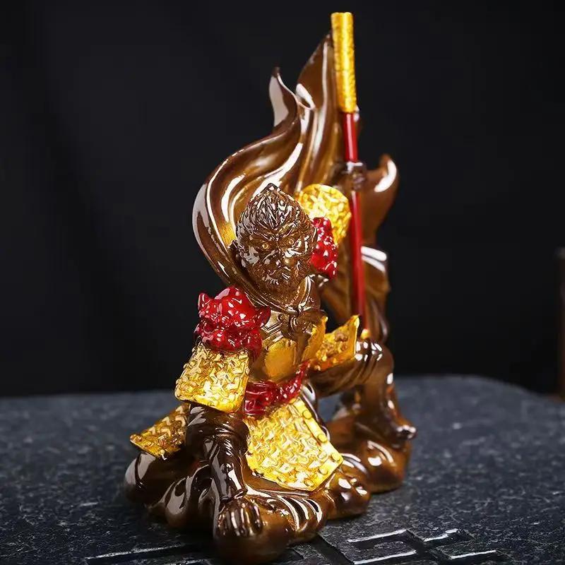 Color Changing Monkey King Tea Pet - Heat Sensitive Buddhist Car Decor Sculpture, Creative Tea Accessory Gift for Tea Lovers